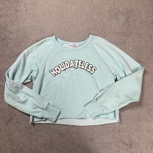 Wildfox Women’s Small Plume Blue Pullover Crewneck Sweater Holidateless NWT